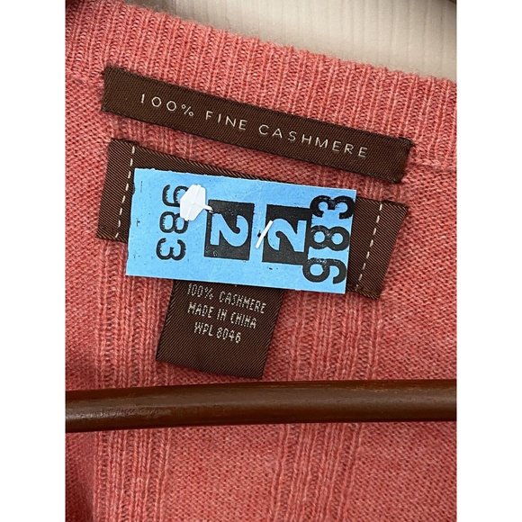 Tasso Elba Peach Coral Salmon Ribbed Cashmere Sweater Men's Size M Long Sleeve - Picture 4 of 5